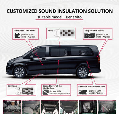 Bom preço Benz Vito Kit de isolamento acústico personalizado com materiais premium para cobertura completa do carro Redução de ruído / solução de isolamento acústico personalizada / fábrica de áudio do veículo on-line
